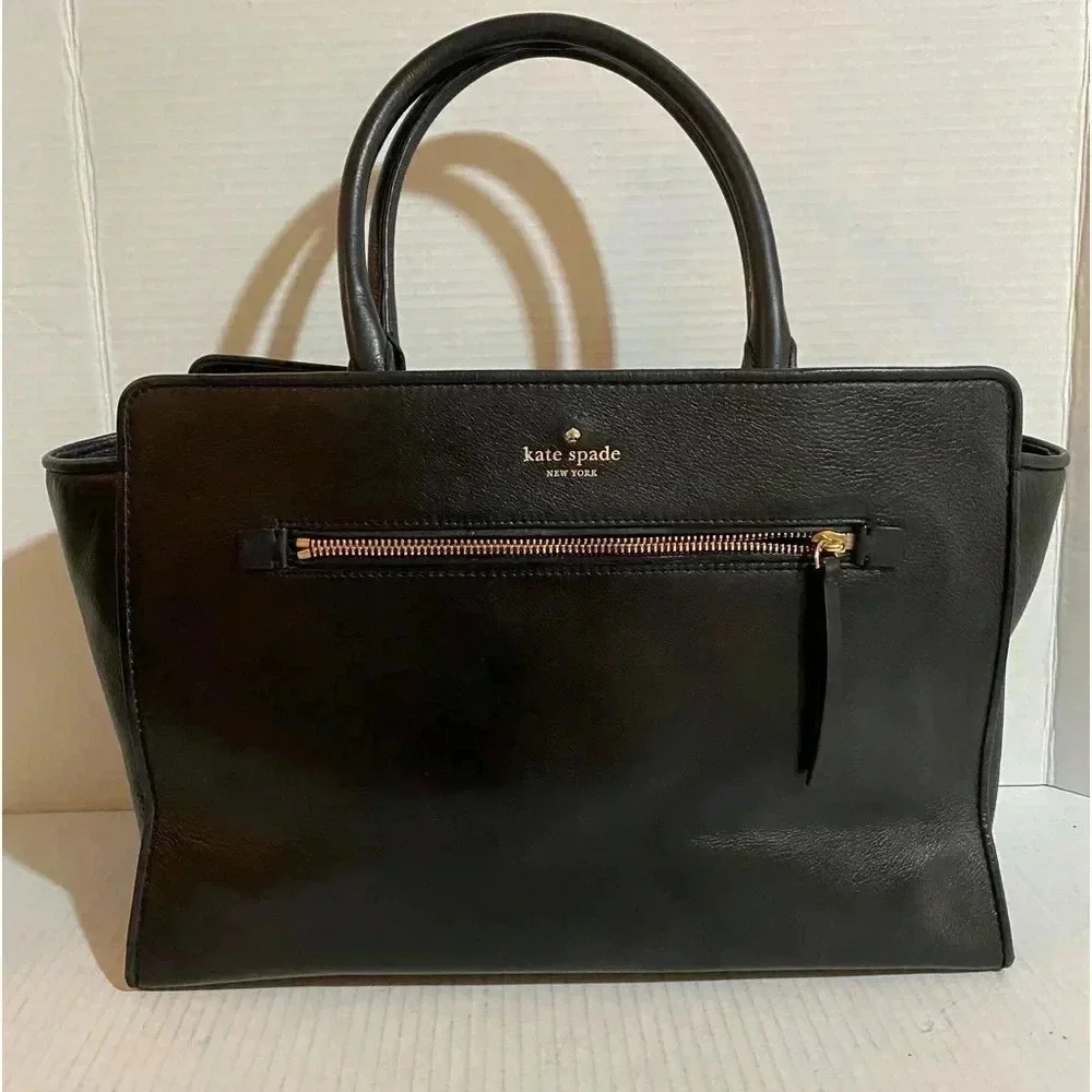 Kate spade black leather satchel handbag